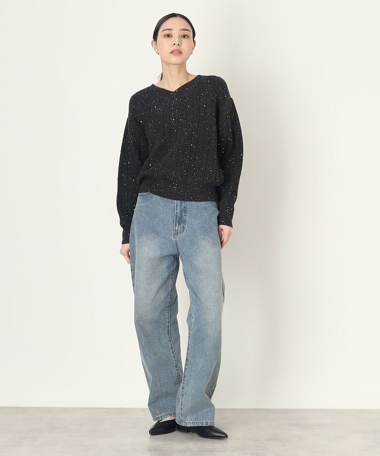 THE SHOP TK「キラキラスパンコールリブニット【手洗い可】」|ニット・セーター|