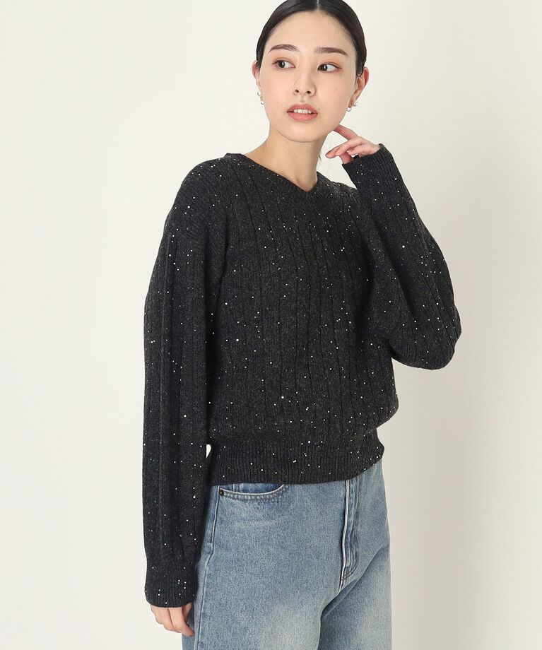 THE SHOP TK「キラキラスパンコールリブニット【手洗い可】」|ニット・セーター|