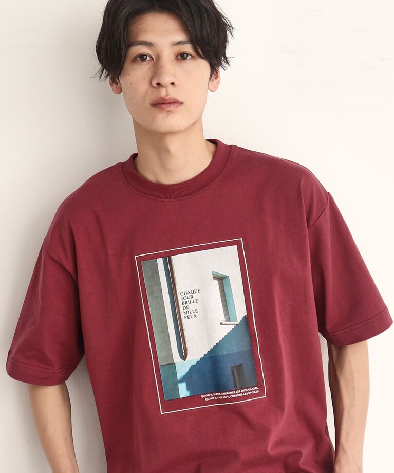THE SHOP TK「オーガニックコットンFrenchフォトTシャツ」|Tシャツ・カットソー|ボルドー(064)