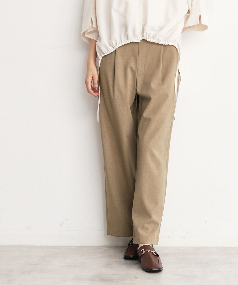 THE SHOP TK「【美脚・細見え/セットUP可】ツイル＆シャンブレーワイドパンツ/洗える」|その他|ベージュ(052)