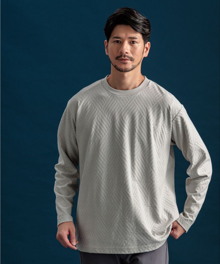 THE SHOP TK「リンクスジャカード長袖Ｔシャツ」|Tシャツ・カットソー|ﾗｲﾄｸﾞﾚｰ(011)