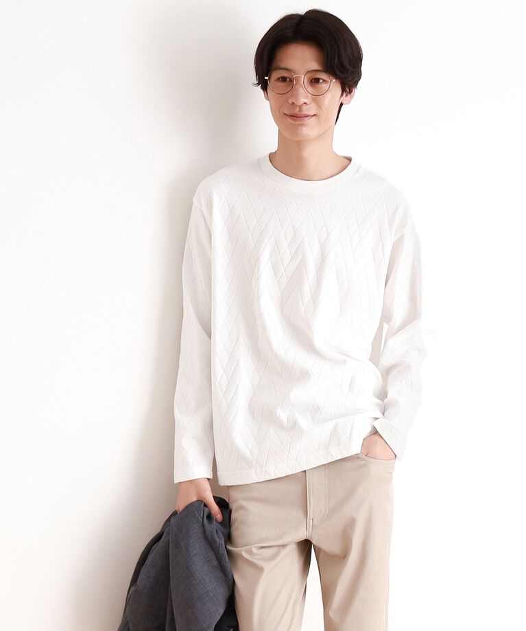 THE SHOP TK「ジオメトリックリンクス長袖Tシャツ ON／OFF兼用」|Tシャツ・カットソー|オフホワイト(003