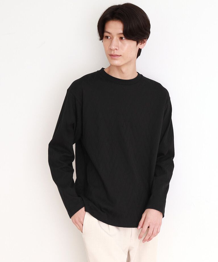 THE SHOP TK「ジオメトリックリンクス長袖Tシャツ ON／OFF兼用」|Tシャツ・カットソー|ブラック(019)