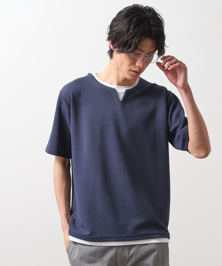 THE SHOP TK「ミニフクレキーネック半袖Tシャツ」|Tシャツ・カットソー|