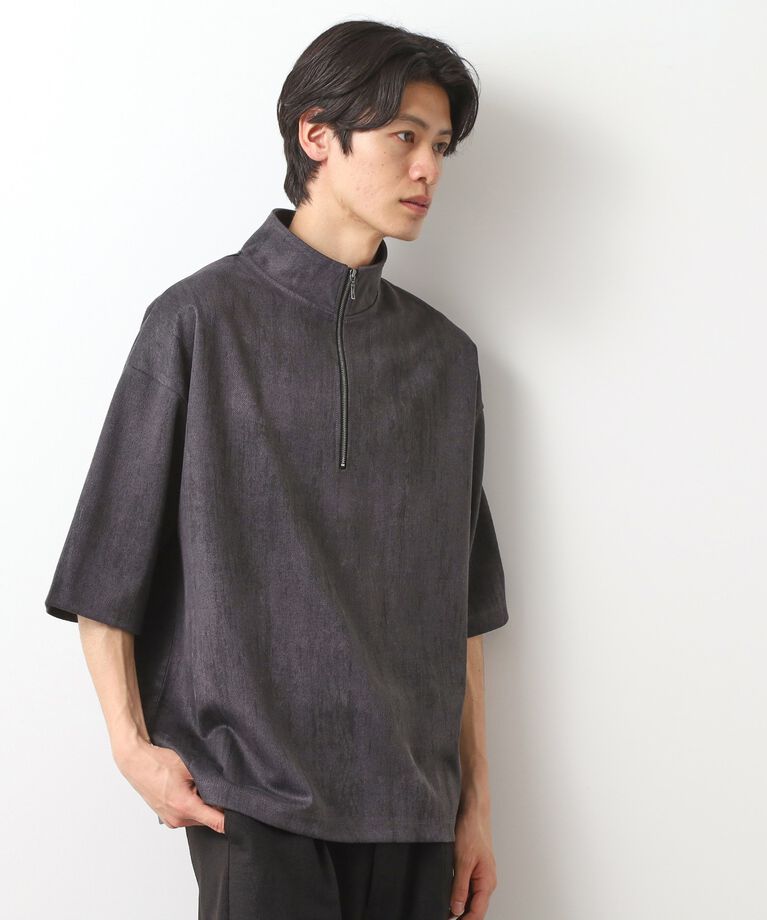THE SHOP TK「スウェードプリントハーフジップ」|Tシャツ・カットソー|チャコールグレー(0