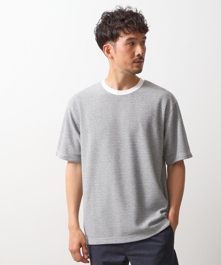 THE SHOP TK「カットジャガード半袖Tシャツ」|Tシャツ・カットソー|オフホワイト(003