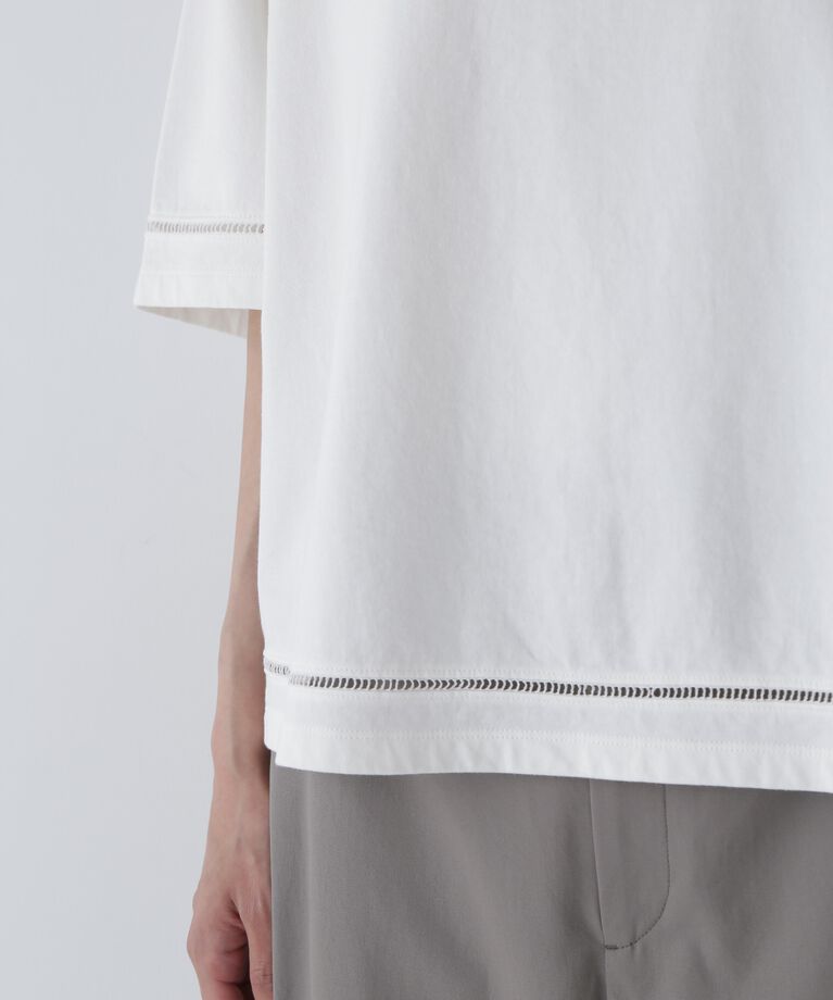  「◆ハイゲージ裏毛レースコンビカットソープルオーバー」|Tシャツ・カットソー|