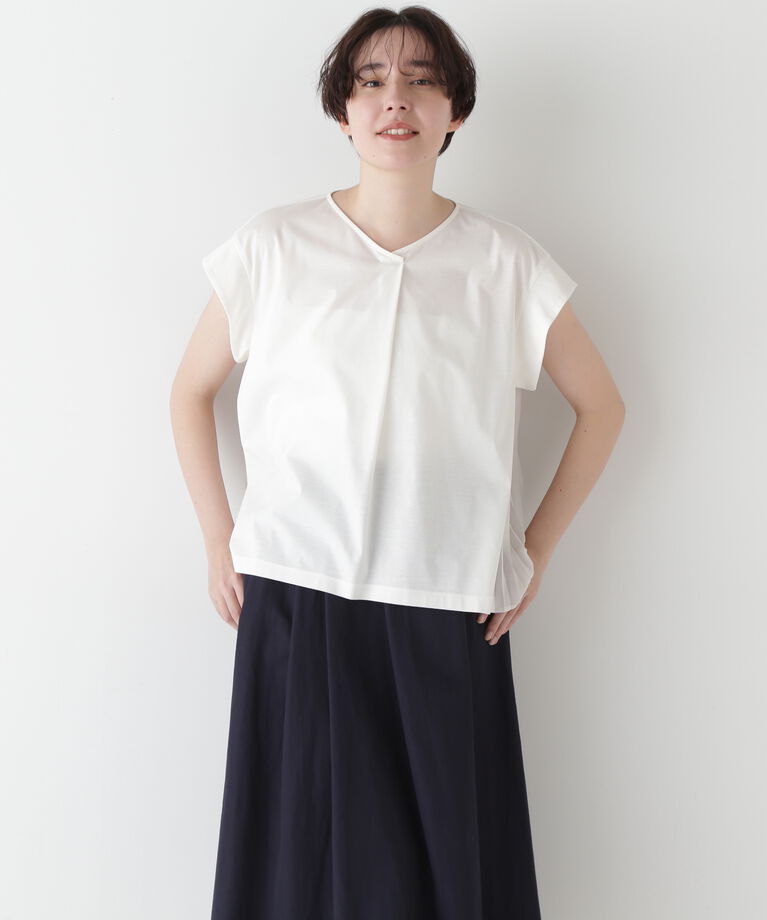  「◆【接触冷感】プリーツドッキングカットソープルオーバー」|Tシャツ・カットソー|オフホワイト