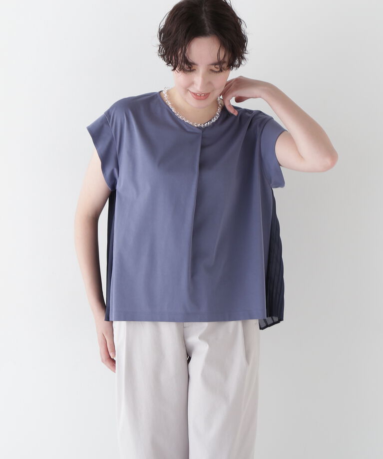  「◆【接触冷感】プリーツドッキングカットソープルオーバー」|Tシャツ・カットソー|