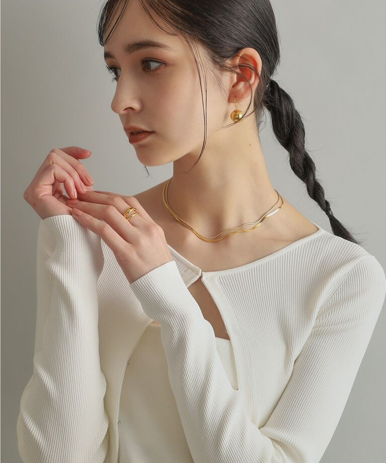 COCOSHNIK ONKITSCH「シルバー デザインチェーン フラットスネークネックレスS GP」|ネックレス|