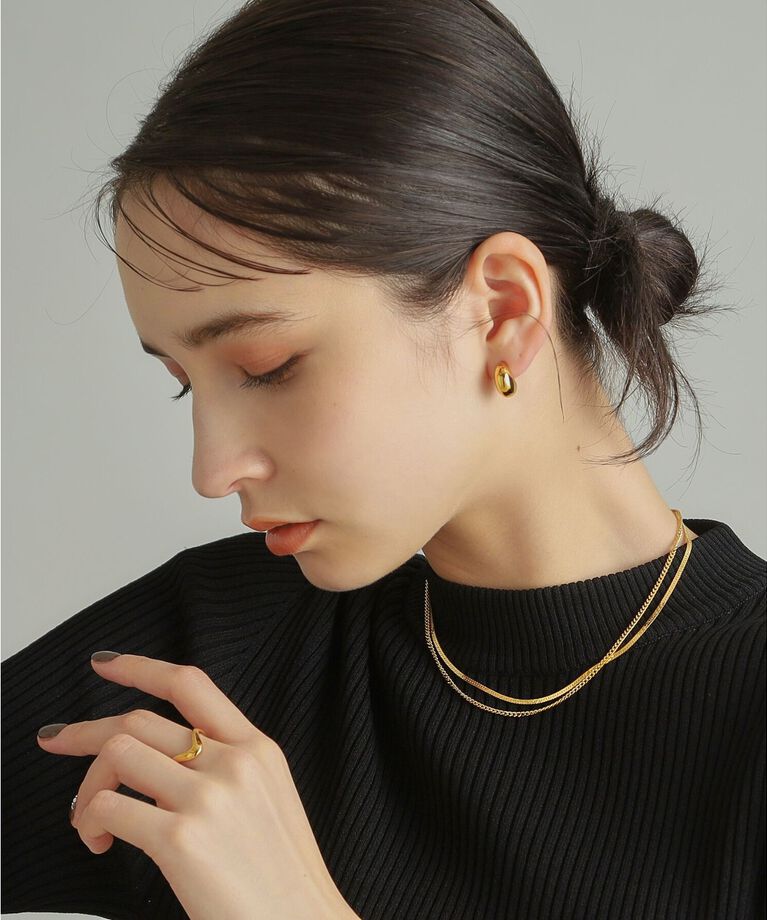 COCOSHNIK ONKITSCH「シルバー デザインチェーン フラットスネークネックレスS GP」|ネックレス|