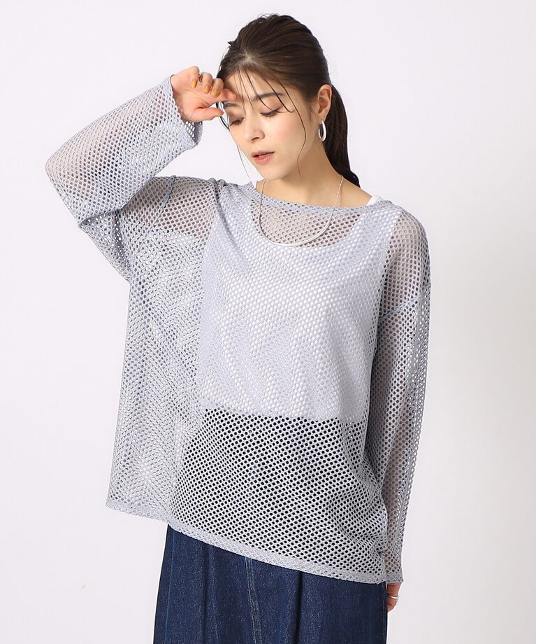 SHOO･LA･RUE「【2点セット】ラメメッシュニット＋タンクトップ」|その他|ブルー(091)