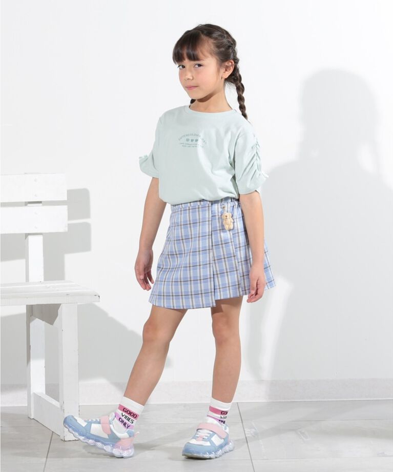 SHOO･LA･RUE「【110-140cm】クマチャーム付きチェックスカパン」|キュロット|