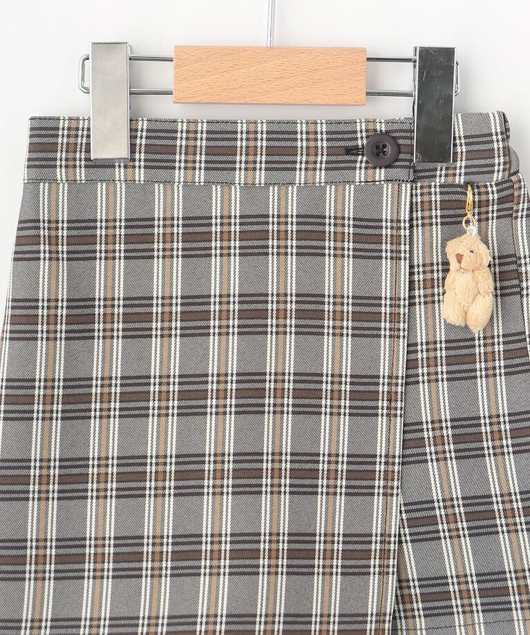 SHOO･LA･RUE「【110-140cm】クマチャーム付きチェックスカパン」|キュロット|