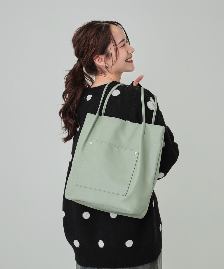 SHOO･LA･RUE「オイルレザー風つまみハンドルトート」|トートバッグ|