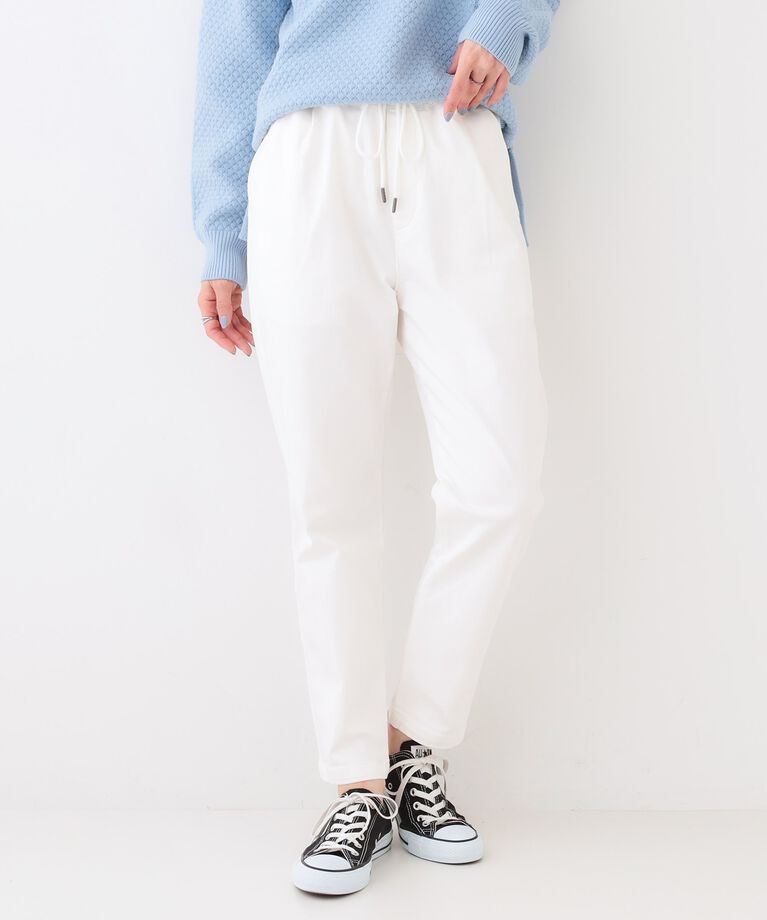 SHOO･LA･RUE「【洗える/SS-3L/美脚シルエット】アクティブ派のデニム イージーテーパードパンツ」|その他|ホワイト(001)