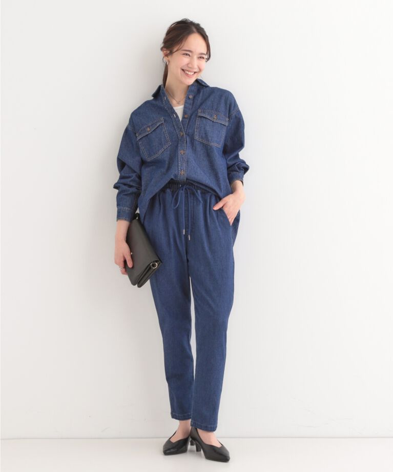 SHOO･LA･RUE「【洗える/SS-3L/美脚シルエット】アクティブ派のデニム イージーテーパードパンツ」|その他|