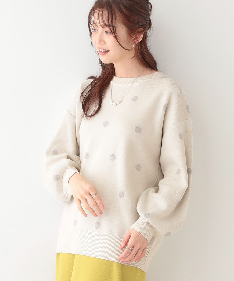 SHOO･LA･RUE「【S-LL】ドット柄が目を惹く ゆったりニット」|ニット・セーター|アイボリー(104)