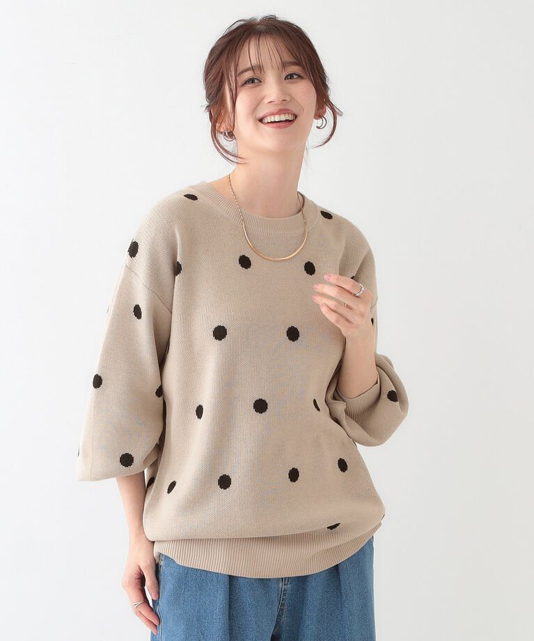 SHOO･LA･RUE「【S-LL】ドット柄が目を惹く ゆったりニット」|ニット・セーター|