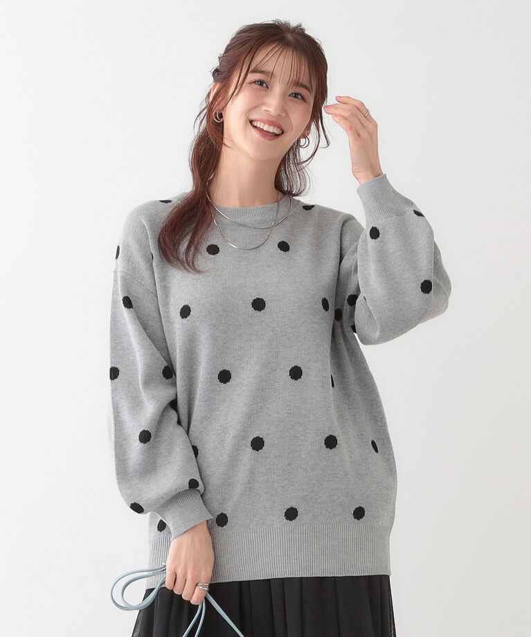 SHOO･LA･RUE「【S-LL】ドット柄が目を惹く ゆったりニット」|ニット・セーター|