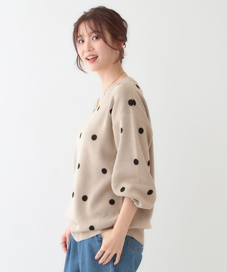 SHOO･LA･RUE「【S-LL】ドット柄が目を惹く ゆったりニット」|ニット・セーター|