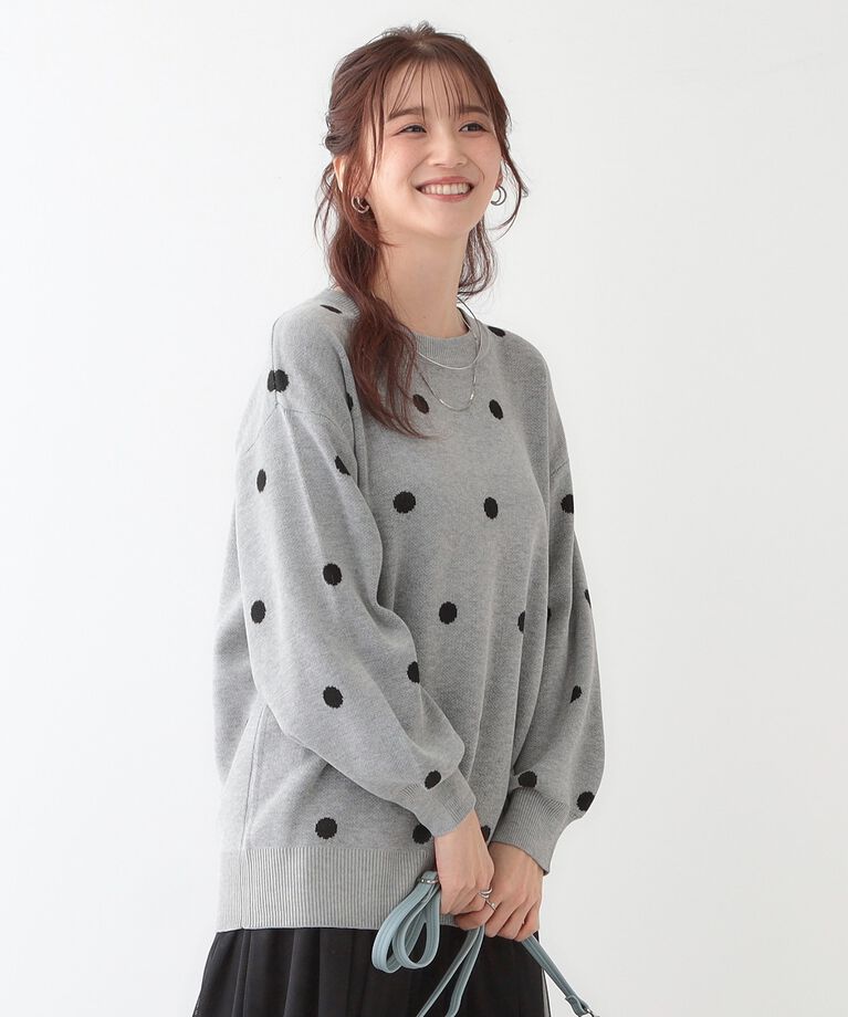 SHOO･LA･RUE「【S-LL】ドット柄が目を惹く ゆったりニット」|ニット・セーター|