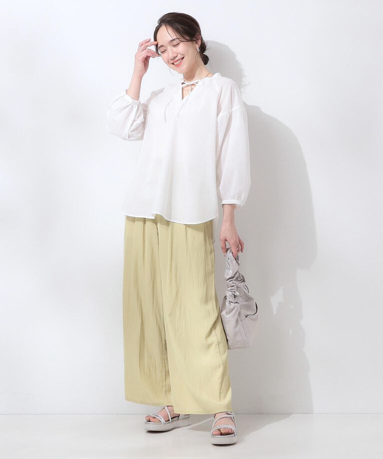 SHOO･LA･RUE「【S-LL/着丈選べる】 マットサテンワイドパンツ」|その他|