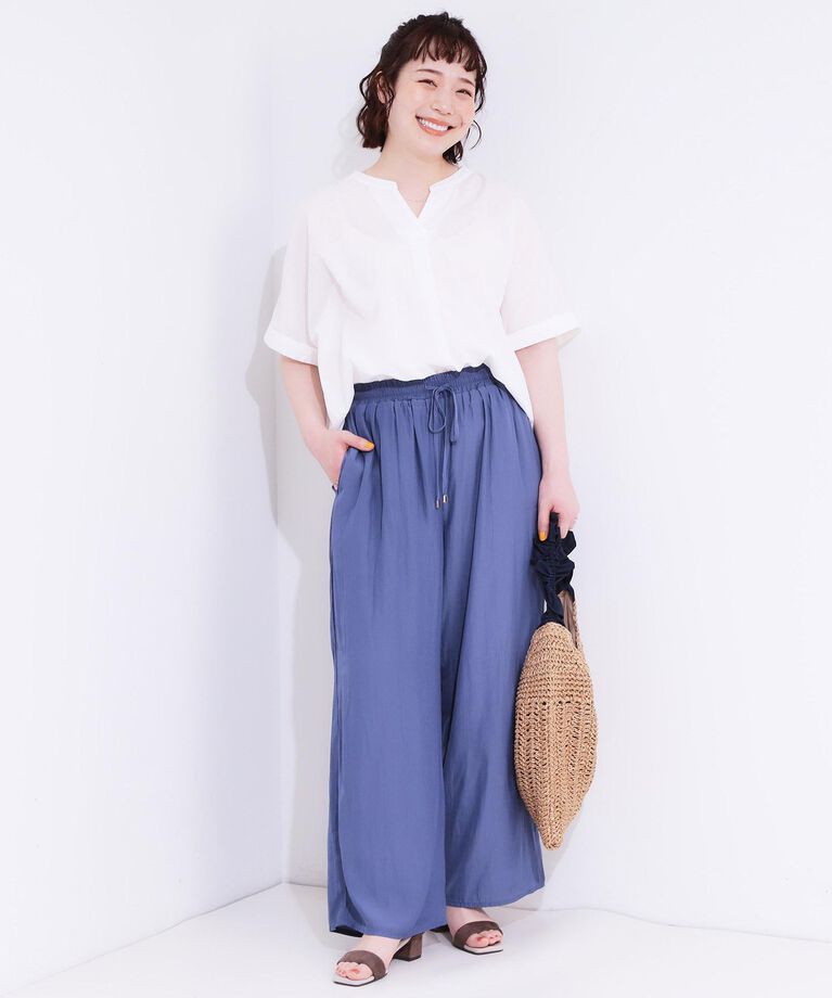 SHOO･LA･RUE「【S-LL/着丈選べる】 マットサテンワイドパンツ」|その他|