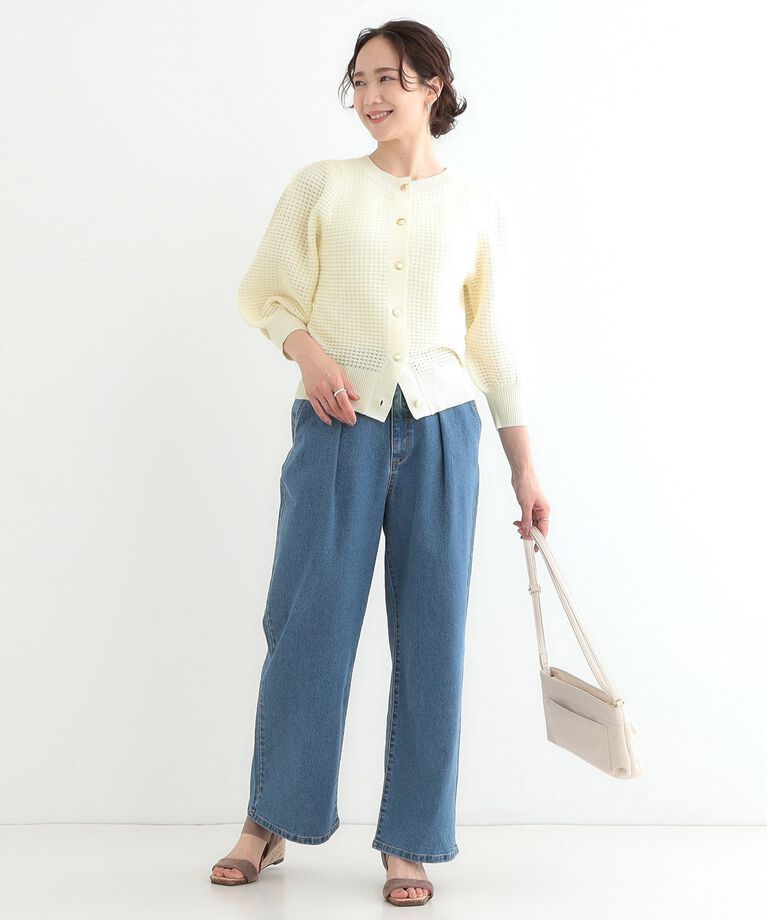 SHOO･LA･RUE「【S-LL】大人フェミニンな着こなしに 透かし編みニットカーディガン」|カーディガン|