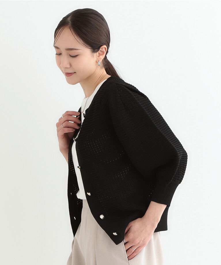 SHOO･LA･RUE「【S-LL】大人フェミニンな着こなしに 透かし編みニットカーディガン」|カーディガン|