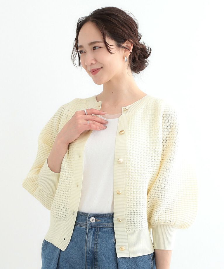SHOO･LA･RUE「【S-LL】大人フェミニンな着こなしに 透かし編みニットカーディガン」|カーディガン|