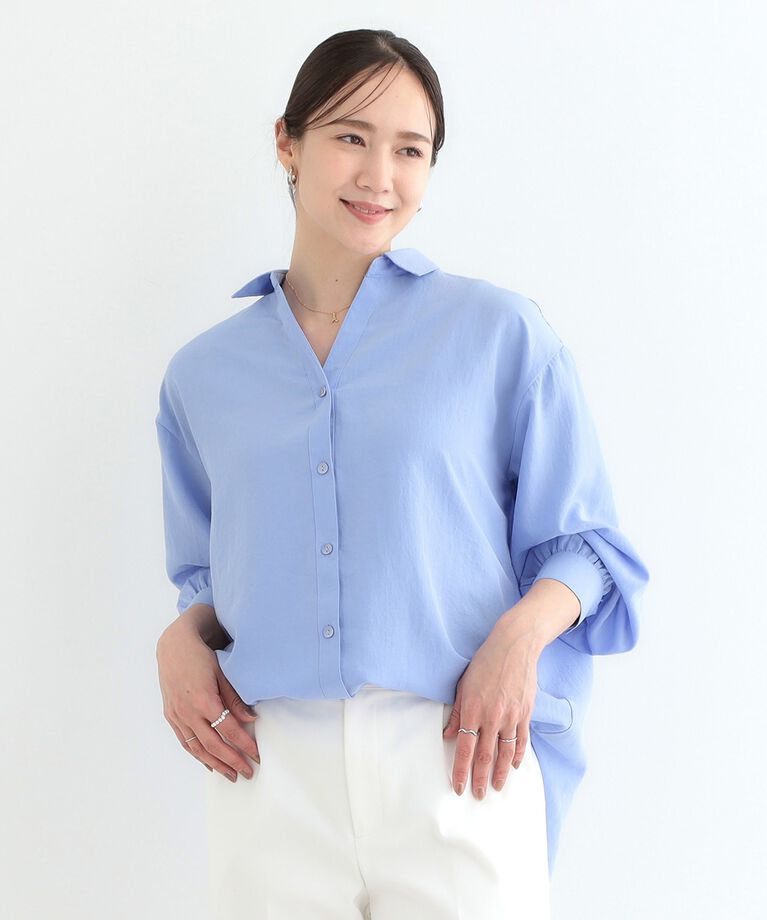SHOO･LA･RUE「【S-LL】後ろ姿も抜かりなく バックレースアップシャツ」|シャツ・ブラウス|