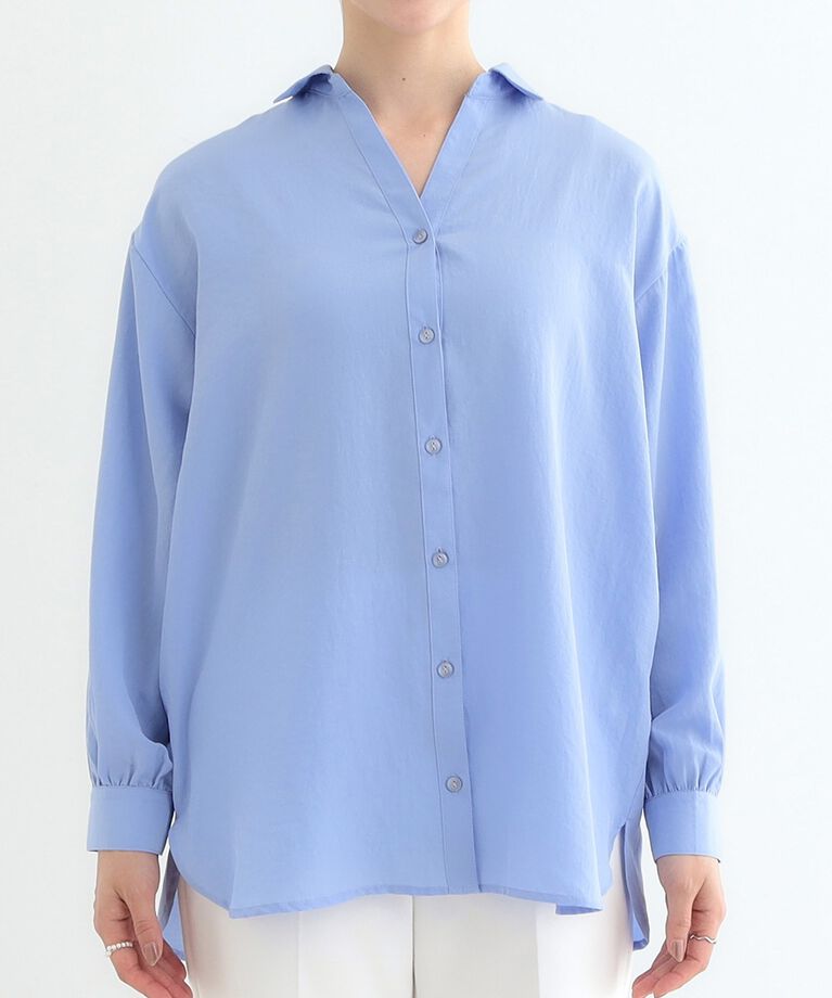 SHOO･LA･RUE「【S-LL】後ろ姿も抜かりなく バックレースアップシャツ」|シャツ・ブラウス|