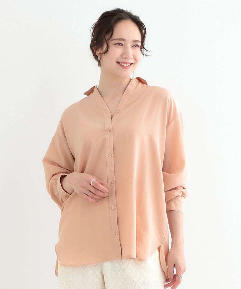 SHOO･LA･RUE「【S-LL】後ろ姿も抜かりなく バックレースアップシャツ」|シャツ・ブラウス|