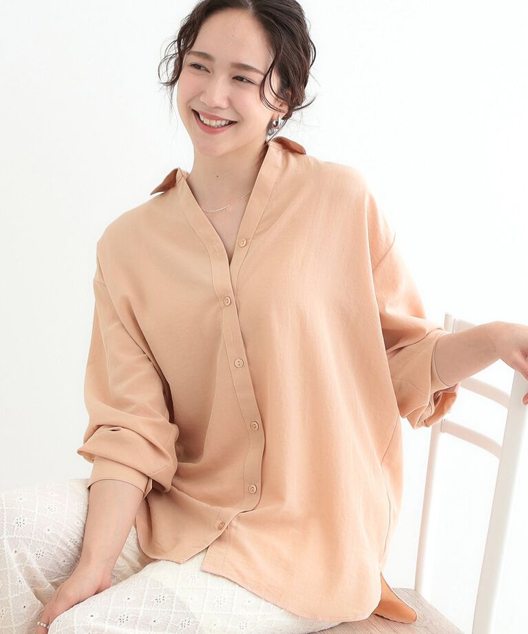 SHOO･LA･RUE「【S-LL】後ろ姿も抜かりなく バックレースアップシャツ」|シャツ・ブラウス|ピンク(071)