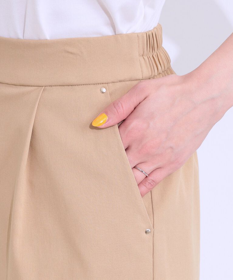 SHOO･LA･RUE「【S-LL/ひんやり】ゴールドパーツがアクセント ストレッチワイドパンツ」|その他|