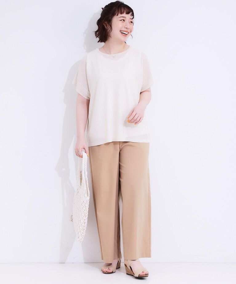 SHOO･LA･RUE「【S-LL/ひんやり】ゴールドパーツがアクセント ストレッチワイドパンツ」|その他|