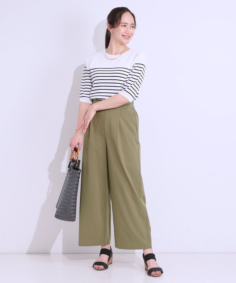 SHOO･LA･RUE「【S-LL/ひんやり】ゴールドパーツがアクセント ストレッチワイドパンツ」|その他|