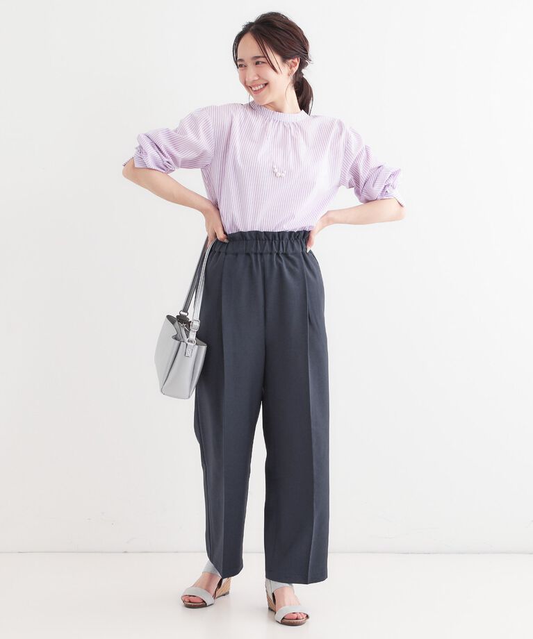 SHOO･LA･RUE「【S-LL/ひんやり/吸水速乾】ウエストフリルがアクセント さらりとしたワイドパンツ」|その他|