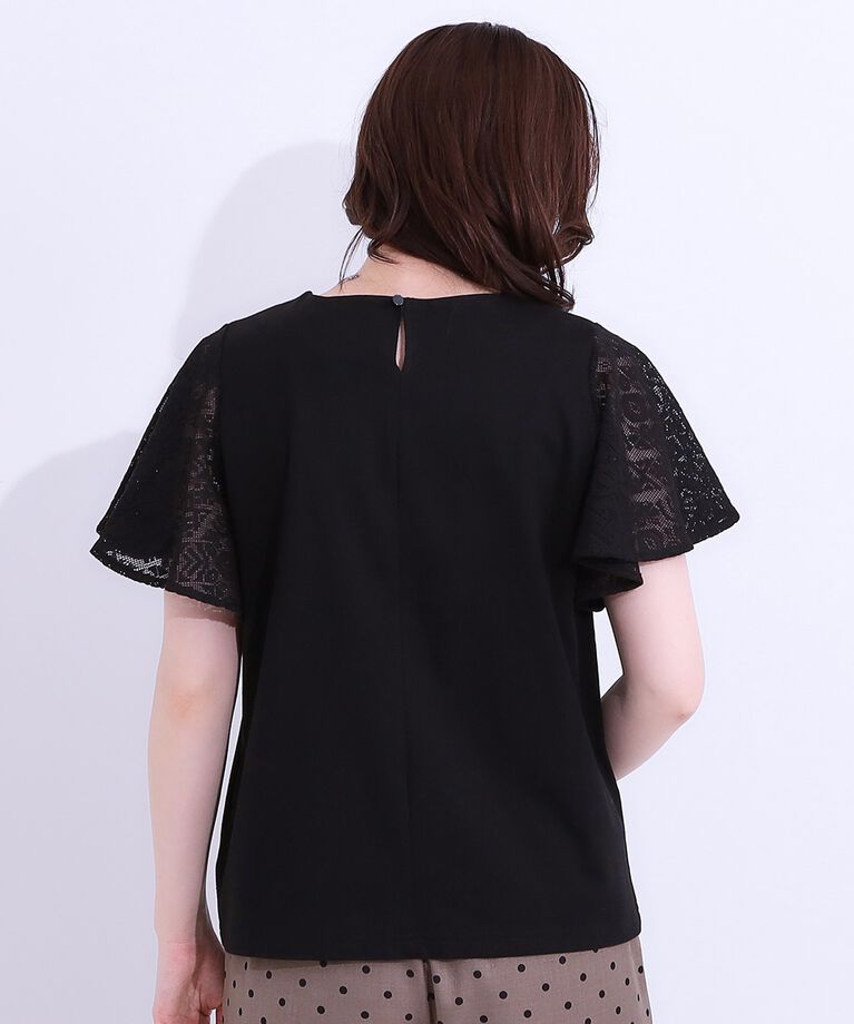 SHOO･LA･RUE「【S-LL】大人の上品コーデに お袖レース切り替えトップス」|Tシャツ・カットソー|