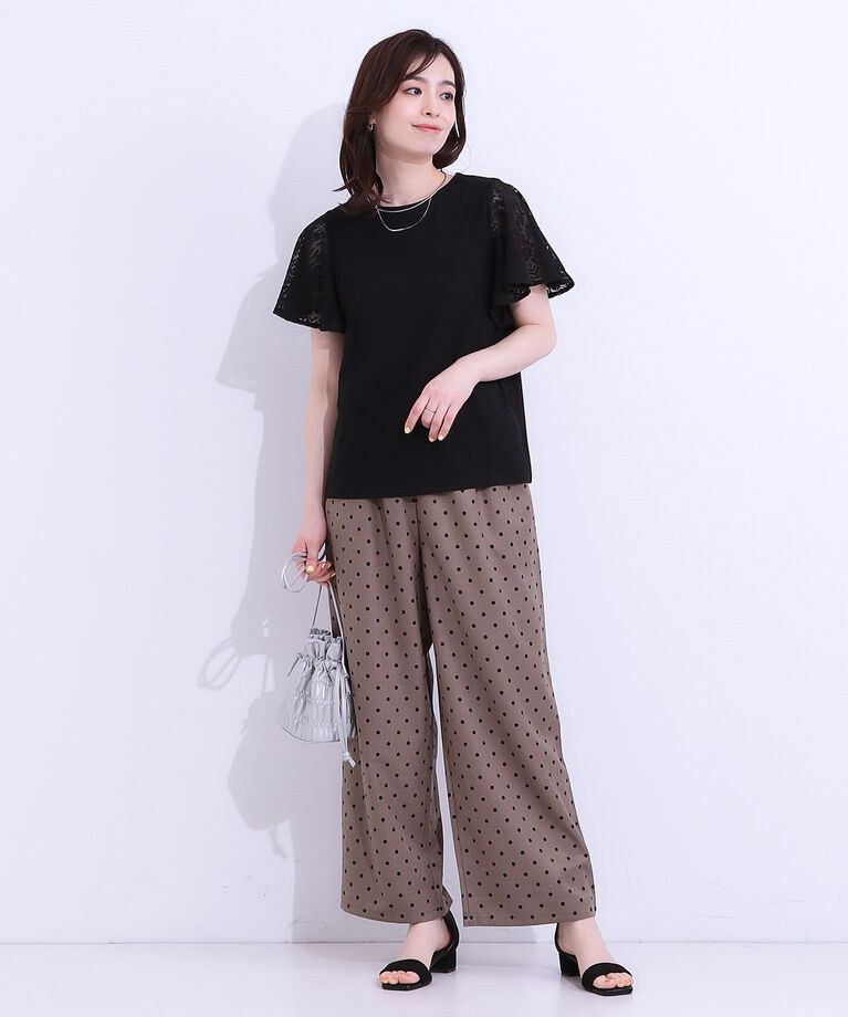 SHOO･LA･RUE「【S-LL】大人の上品コーデに お袖レース切り替えトップス」|Tシャツ・カットソー|