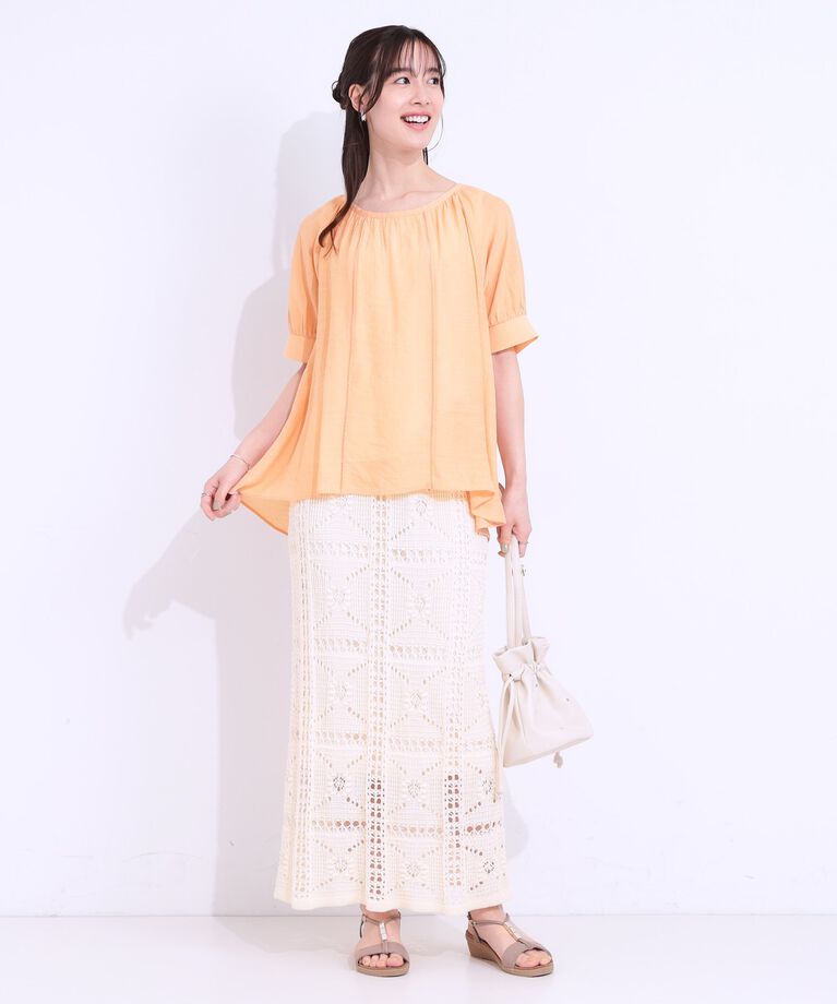 SHOO･LA･RUE「【S-LL/2点セット】インせず着られる はしごレース5分袖ブラウス」|シャツ・ブラウス|