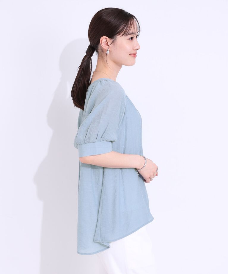 SHOO･LA･RUE「【S-LL/2点セット】インせず着られる はしごレース5分袖ブラウス」|シャツ・ブラウス|