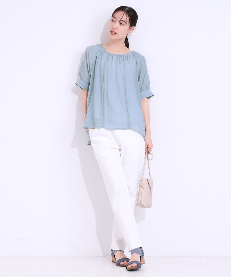 SHOO･LA･RUE「【S-LL/2点セット】インせず着られる はしごレース5分袖ブラウス」|シャツ・ブラウス|