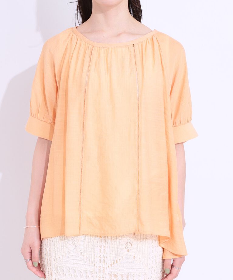SHOO･LA･RUE「【S-LL/2点セット】インせず着られる はしごレース5分袖ブラウス」|シャツ・ブラウス|