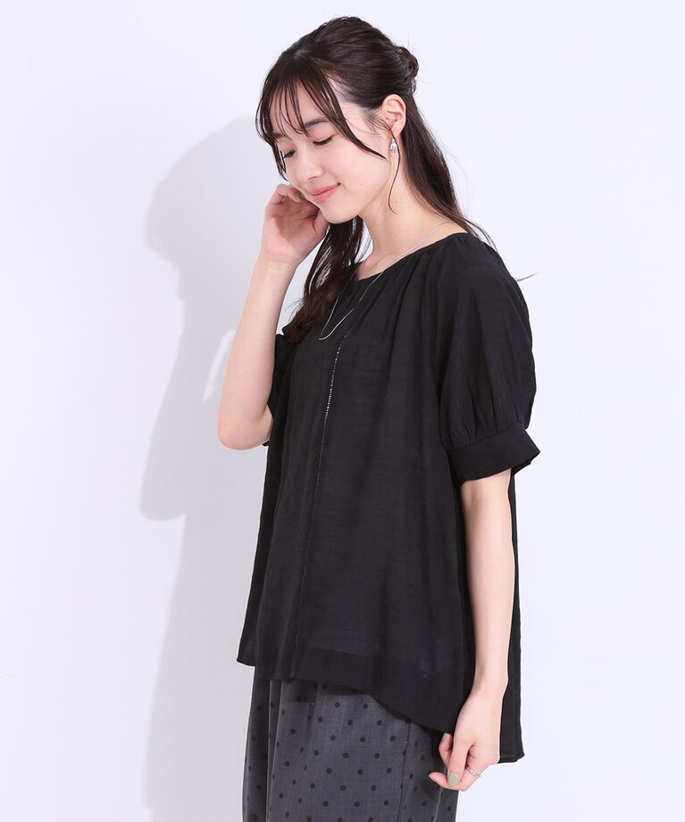 SHOO･LA･RUE「【S-LL/2点セット】インせず着られる はしごレース5分袖ブラウス」|シャツ・ブラウス|