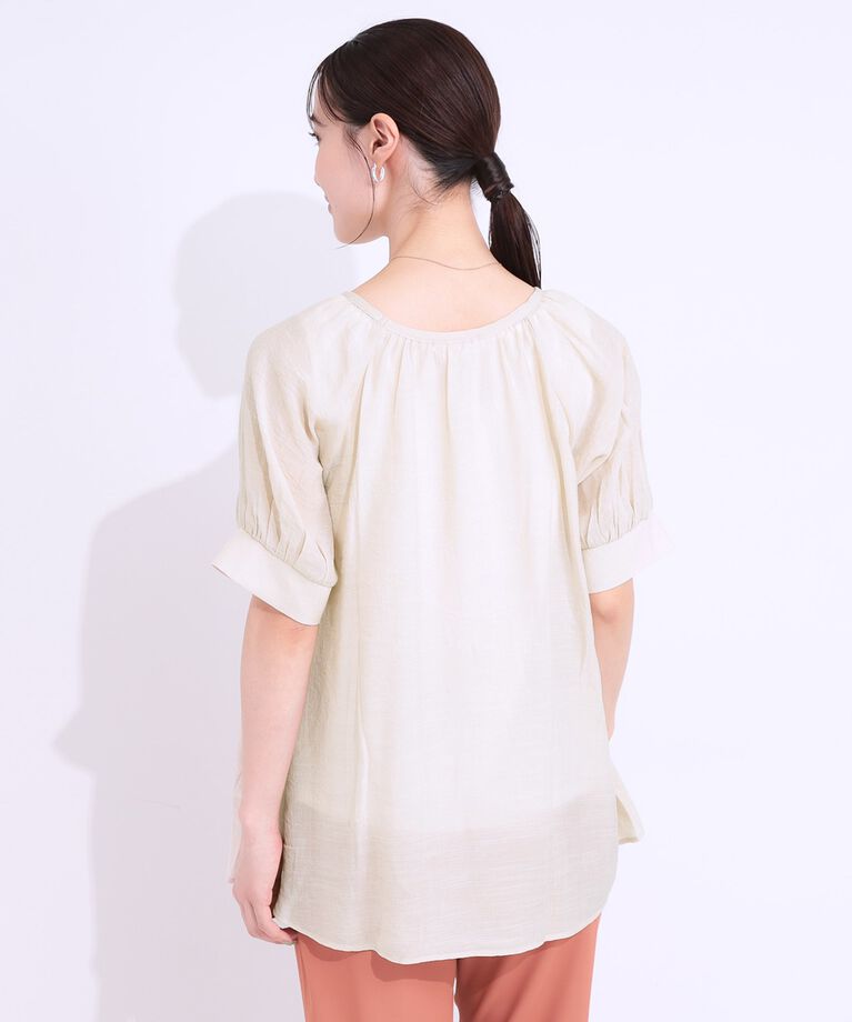 SHOO･LA･RUE「【S-LL/2点セット】インせず着られる はしごレース5分袖ブラウス」|シャツ・ブラウス|