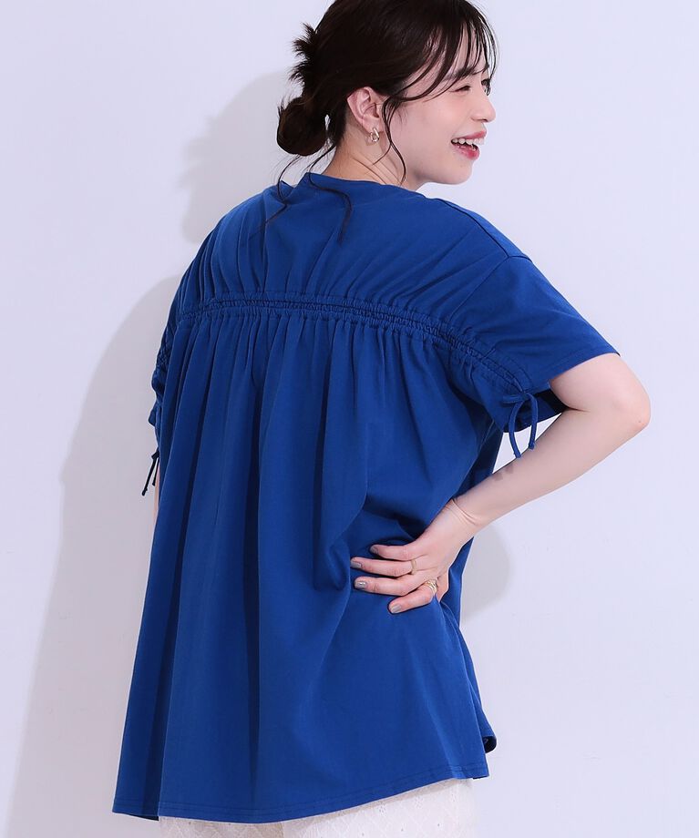 SHOO･LA･RUE「バックシャーリングチュニックTシャツ」|チュニック|ブルー(093)