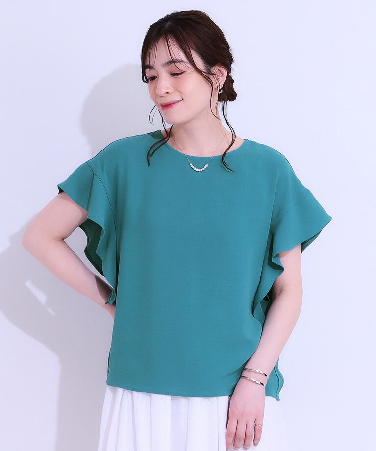 SHOO･LA･RUE「【イージーケア】大人フェミニン お袖フリルブラウス」|シャツ・ブラウス|