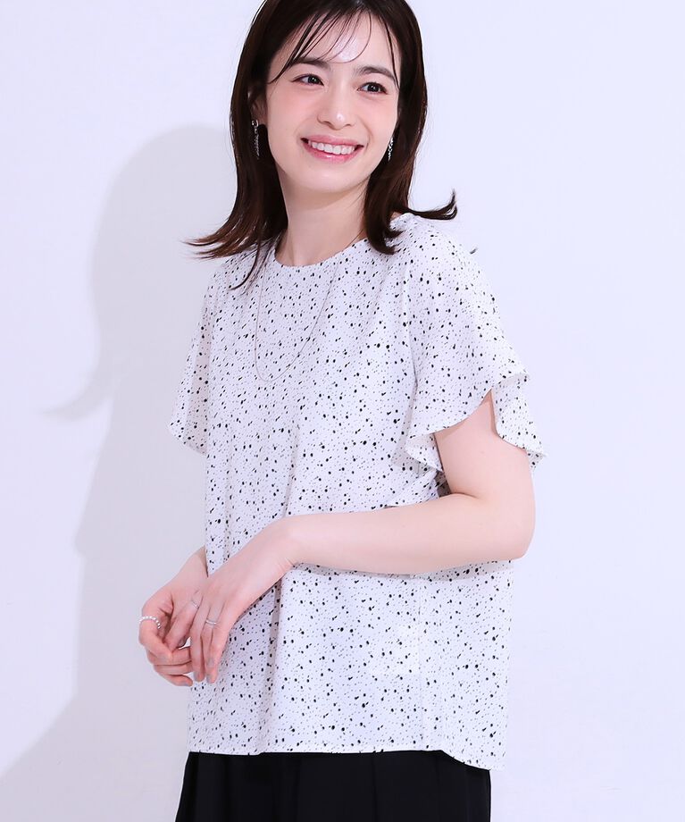 SHOO･LA･RUE「【イージーケア】大人フェミニン お袖フリルブラウス」|シャツ・ブラウス|オフホワイト(103